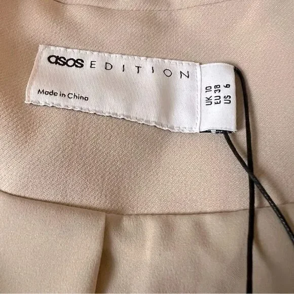 NWT ASOS Blazer Jacket Cream Oversized Size 6